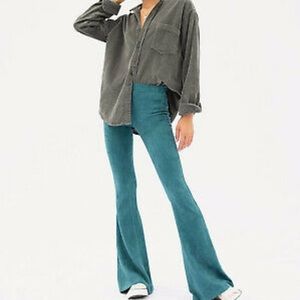 NWT Free People BlankNYC Suede Flare Pants in Ocean Blue